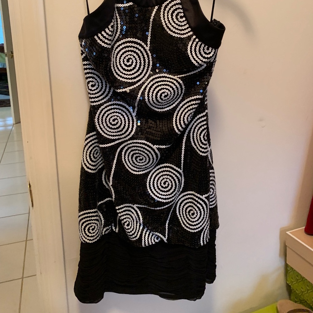Cache black and white sequin dress